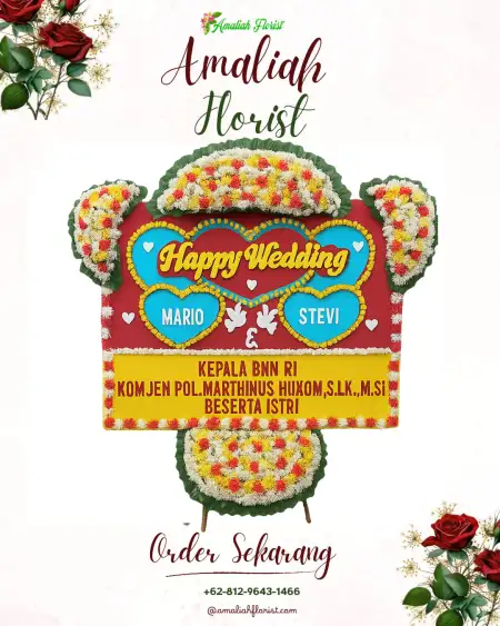 Papan Bunga Pernikahan Saga